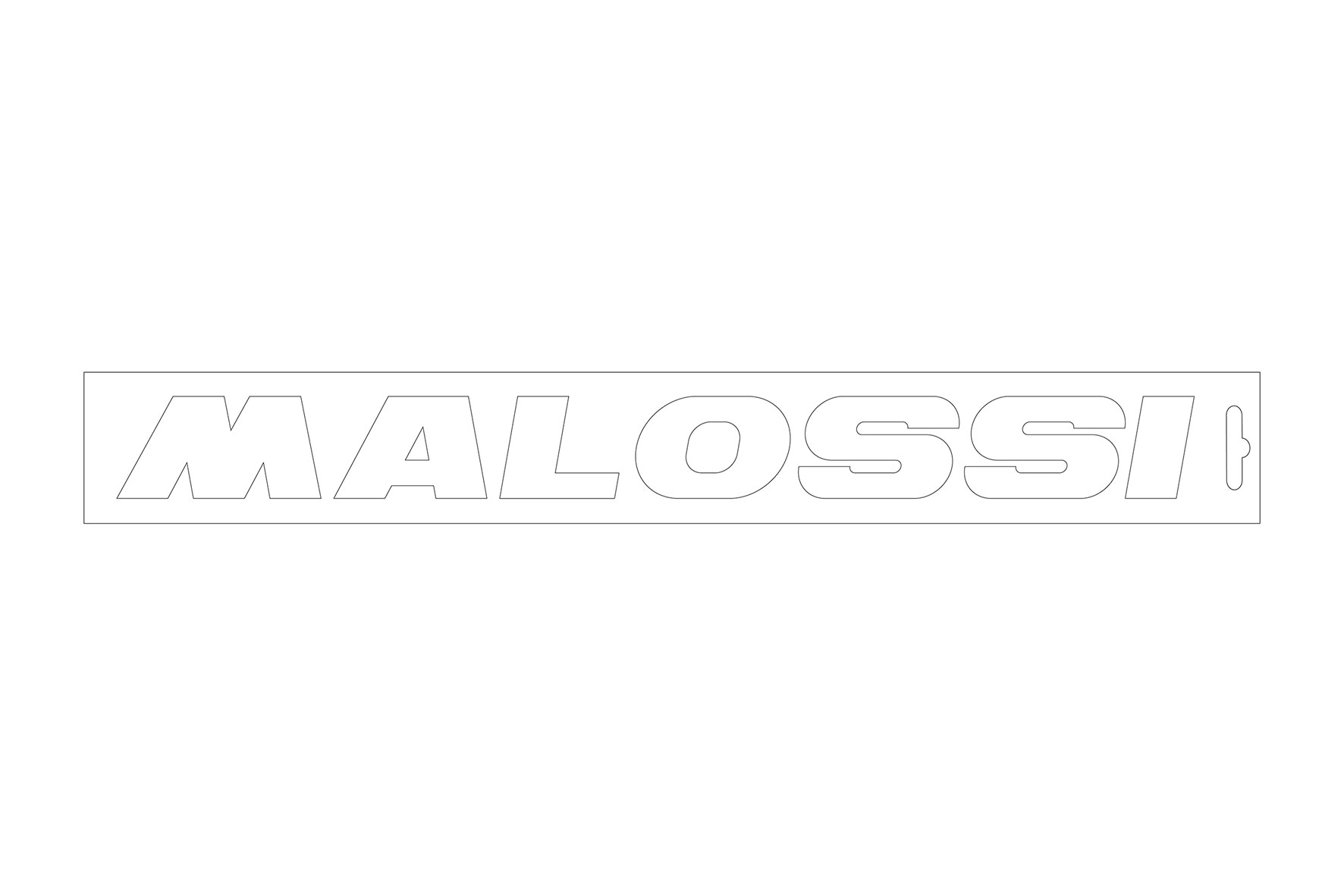 Malossi White pre-spaced Malossi sticker - length 32 cm and height 3.5 cm